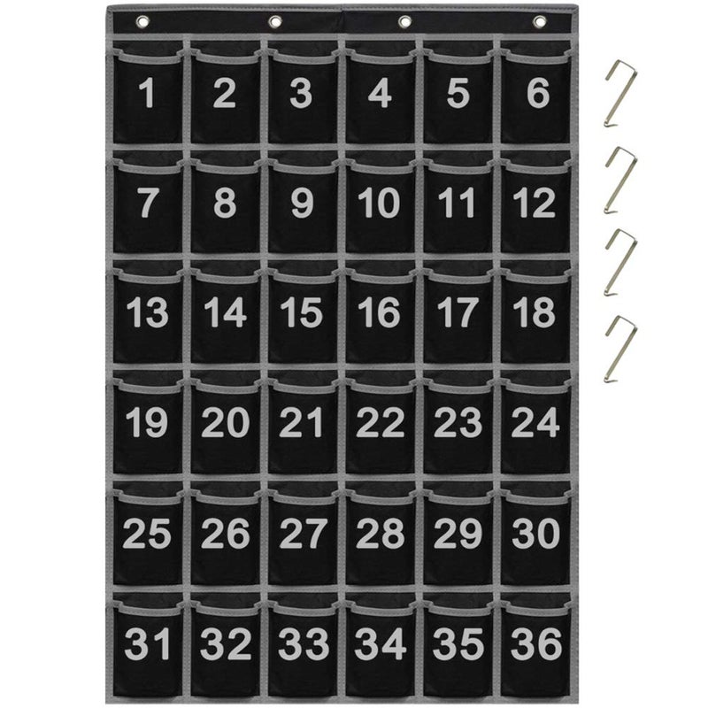 EAMAY 36 Numbered Classroom Pocket Charts for Cell Phones and Calculators Holder Wall Door Mount Hanging Organizer - Image 1
